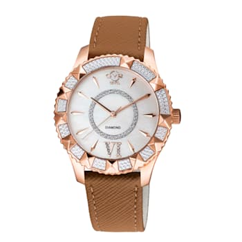 GV2 Venice Womens MOP Dial, Genuine Beige Saffiano Vegan Leather Strap
