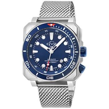 GV2 Men's XO Submarine SS Case, SS/BLUE Bezel, Blue Dial, Stainless
Steel Bracelet