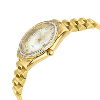 GV2 Women's Turin Diamond, White MOP Dial, IPYG Stainless Steel Watch