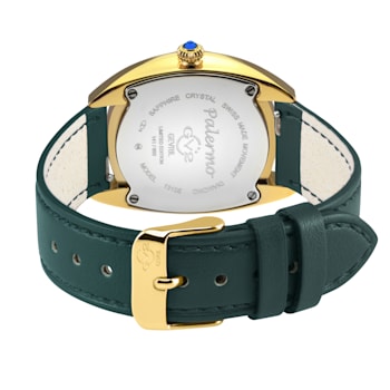 GV2 Women's Palermo Diamond Watch, Genuine Green Vegan Leather Strap
