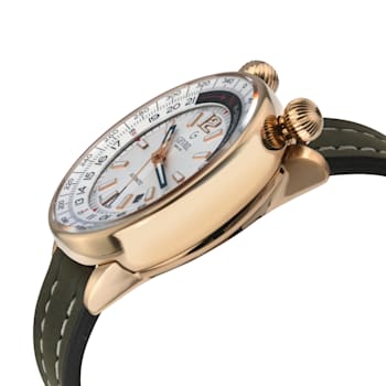 Gevril Men's Wallabout Silver Dial Leather Strap Watch