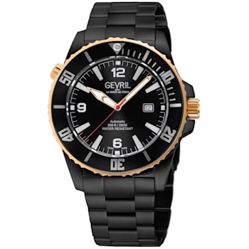 Gevril Men's Canal Street 316L Stainless Steel Case, Black, 316L
Stainless Steel SS/IPBK Bracelet.