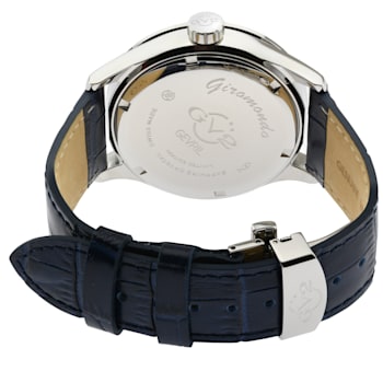 Gv2 By Gevril Men's 42302 Giromondo Blue Dial Blue Leather Date Swiss Watch