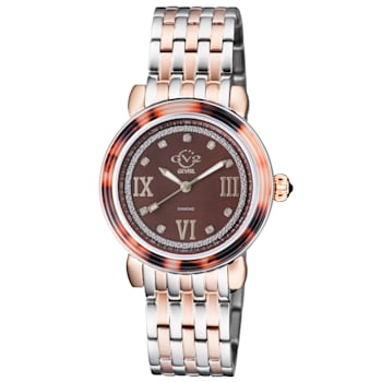 GV2 9855B Women's Marsala Tortoise Swiss Quartz Diamond Watch