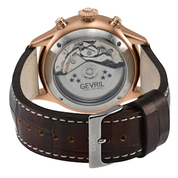 Gevril Men's Vaughn 316L Stainless Steel RG Case, Black Dial, Genuine
Brown Leather Watch