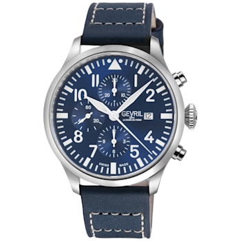 Gevril Men's Vaughn 316L Stainless Steel Case, Blue Dial, Genuine St.
Kigaly Blue Leather Watch