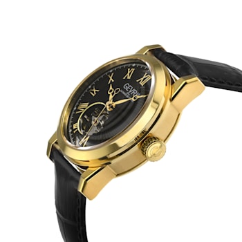 Gevril Men's Madison IPG black Dial Black Leather