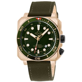 GV2 Men's XO Submarine RG Case, RG/GRN/ Bezel, Olive Dial, Genuine Green
Canvas Strap