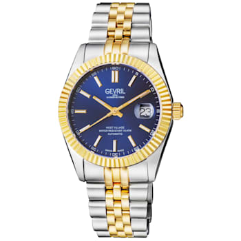 Gevril Men's Automatic West Village Blue Sunray Dial IPYG Stainless
Steel Bracelet