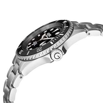 Gevril Men's Wall Street BLK  Dial BLK Ceramic Bezel  Stainless Steel Bracelet