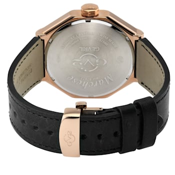 GV2 by Gevril Mens 42423 Marchese IPRG Black Leather Day/Date Swiss
Quartz Watch