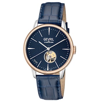 Gevril 9605 Men's Mulberry Automatic Open Heart Watch