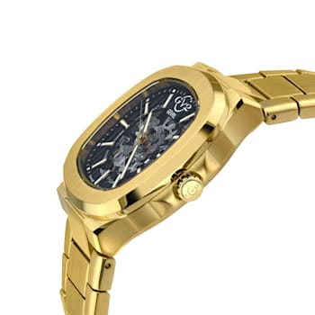GV2 by Gevril Men's 18115 Potente Skeletal Swiss Automatic Gold IP
Bracelet Watch