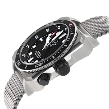 GV2 Men's XO Submarine SS Case, SS/BLK Bezel, Black Dial, Stainless
Steel Bracelet