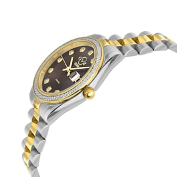 GV2 Women's Turin Diamond, Chocolate Brown  MOP Dial, Two toned IPYG
Stainless Steel Watch