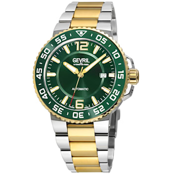 Gevril RiverSide Swiss Automatic Watch, Two tone SS/IPYG Stainless Steel Bracelet