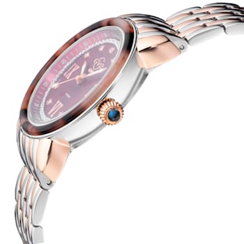 GV2 9855B Women's Marsala Tortoise Swiss Quartz Diamond Watch