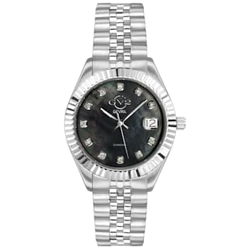 GV2 by Gevril Women's Naples 12407 Swiss Quartz Black MOP Dial Diamond Watch