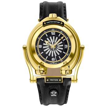 GV2 Triton Men's Black Dial Calfskin Leather Watch