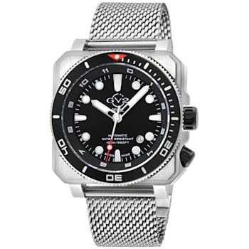 GV2 Men's XO Submarine SS Case, SS/BLK Bezel, Black Dial, Stainless
Steel Bracelet