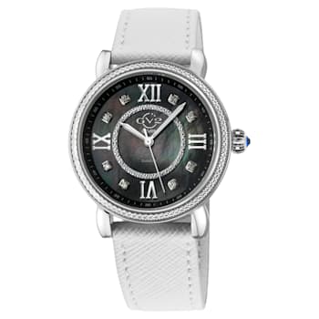 GV2 Womens Marsala Diamond Watch, Genuine White Saffiano Vegan Leather  Strap