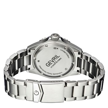 Gevril Men's Wall Street GMT BLK Dial BLK/RED Ceramic Bezel Stainless
Steel Bracelet
