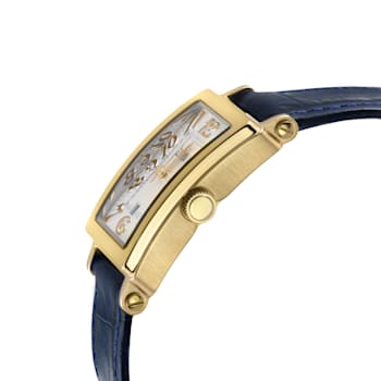Gevril Ave of Americas Mini Women’s IPYG SS Case, White MOP Dial Watch,
Genuine Blue Leather Strap
