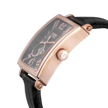 Gevril Men's  Avenue of Americas  Intravedere Black Dial Calfskin
Leather Watch