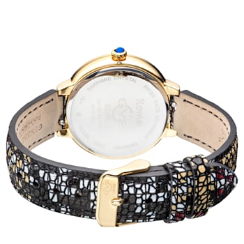 GV2 by Gevril Women's 12202S Rome Diamond Printed Leather Swiss Quartz Watch