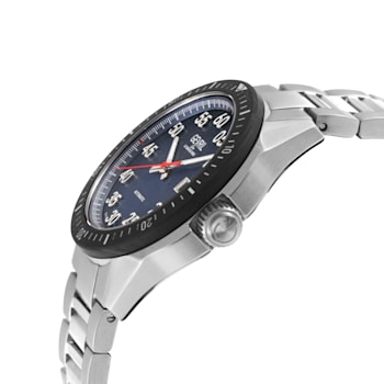 Gevril Men's Ascari Automatic Watch SS Case, Black Forged Carbon Top
Ring, Stainless Steel Bracelet