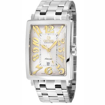 Gevril Men's Avenue of America's IPYG White dial, Stainless Steel Watch