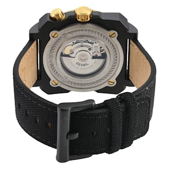 GV2 Men's XO Submarine Black Case, GP/BLK Bezel, Black Dial, Genuine
Black Canvas Strap