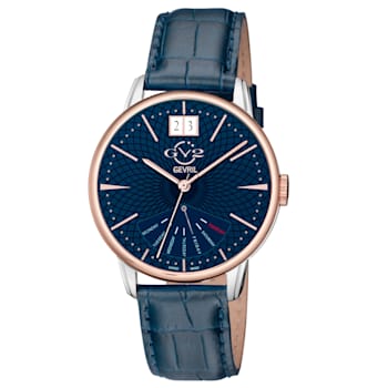 GV2 Rovescio Men's Stainless Steel Case Genuine Leather Strap Watch