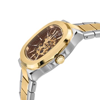 GV2 Automatic Men's Potente Two toned SS IPYG Bracelet Skeletal Watch