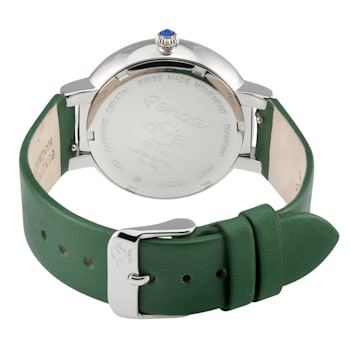 GV2 Women's Genoa White MOP Dial, Stainless Steel Diamond Watch with
Leather Strap