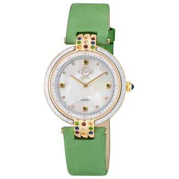 Gv2 By Gevril Women's 12803 Matera Diamonds MOP Dial Green Suede Swiss
Quartz Watch