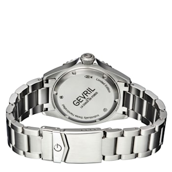 Gevril Men's Wall Street BLK  Dial BLK Ceramic Bezel  Stainless Steel Bracelet