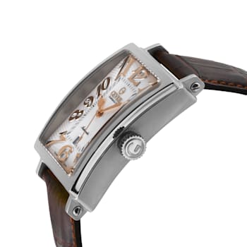 Gevril Men's Avenue of America's Stainless Steel White dial, Genuine
Light Brown Leather Band