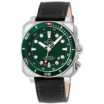 GV2 Men's XO Sub SS Case, SS/GRN Bezel, Green dial, Genuine Black Canvas Strap