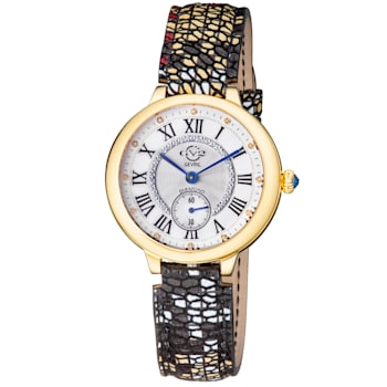 GV2 by Gevril Women's 12202S Rome Diamond Printed Leather Swiss Quartz Watch