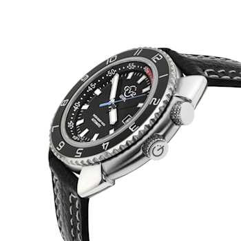 GV2 Squalo Men's Swiss Automatic Black Dial, Genuine Italian Leather Strap