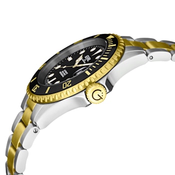 Gevril Men's Wall Street Black Dial Two Tone IP Gold Stainless Steel
Bracelet Watch