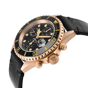 Gevril Men's Wall Street Watch, Genuine Handmade Italian Black Leather Strap