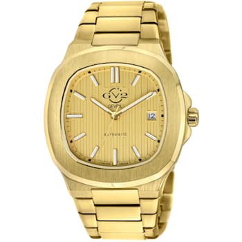 GV2 by Gevril Mens 18105 Potente Swiss Automatic Yellow Gold IP Bracelet Watch