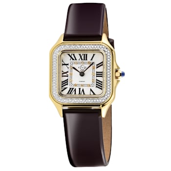 GV2 Milan Women's Silver Dial Burgundy strap watch