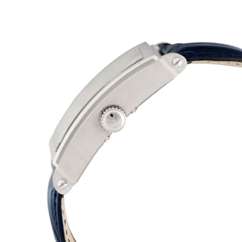 Gevril Men's Avenue of Americas Serenade Silver Dial Leather Watch, Navy
blue leather strap