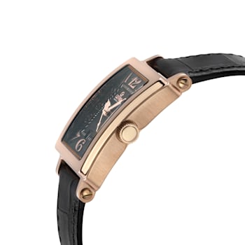 Gevril Ave of Americas Mini Women’s Rose SS Case, Black MOP Dial Watch,
Genuine Black Leather Strap