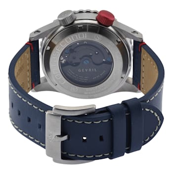 GV2 Contasecondi Men's Blue/Red Dial Blue Calfskin Leather Watch