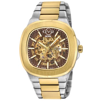 GV2 Automatic Men's Potente Two toned SS IPYG Bracelet Skeletal Watch
