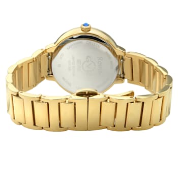Gv2 By Gevril Women's 12202B Rome Diamond White Dial Gold IP Steel Wristwatch